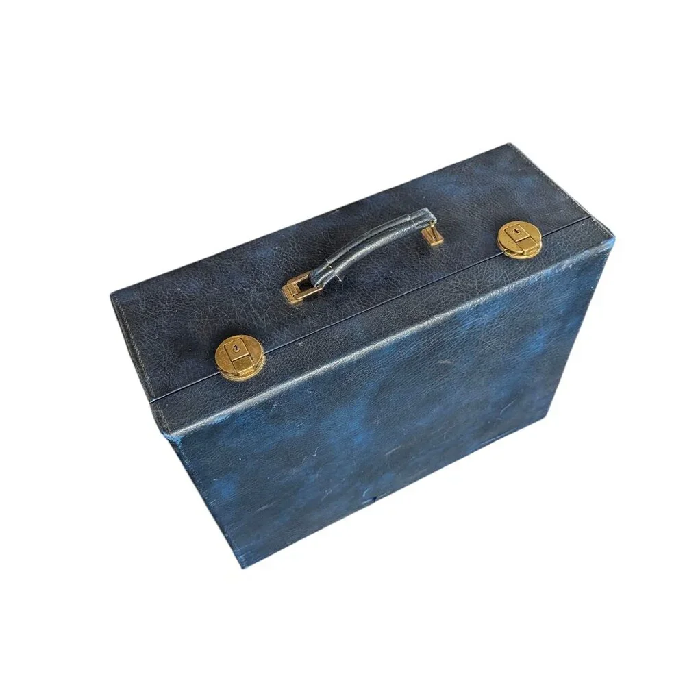 Vintage Blue Faux Leather Briefcase